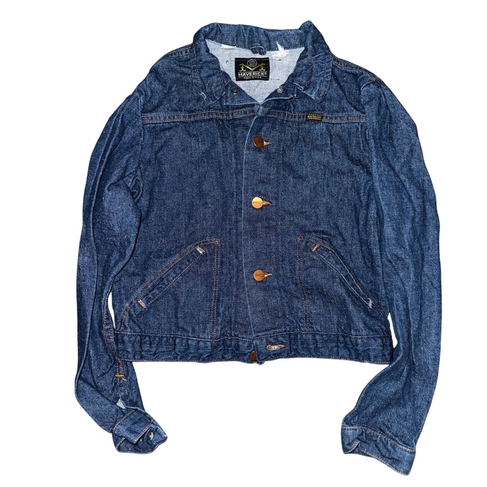 Vintage Maverick Blue Bell Denim Jacket Dark Wash Made in USA Size 16 Indigo